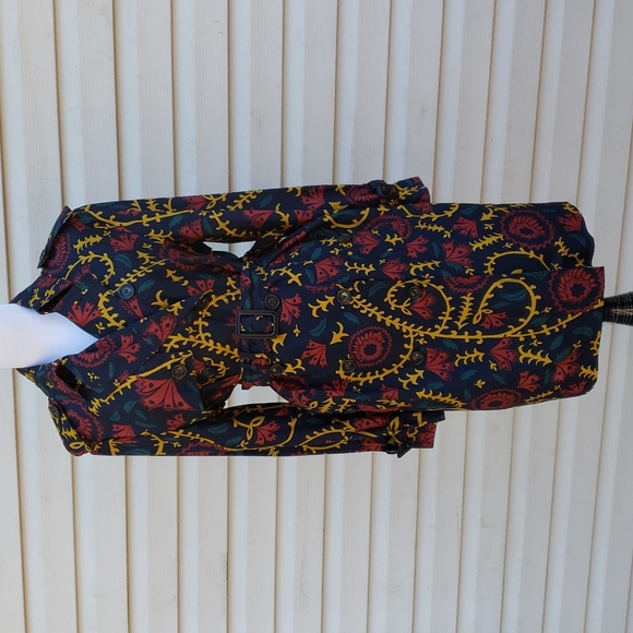 BURBERRY SILK FLORAL PRINT EVENING TRENCH COAT JACKET MADE IN ITALY - Picture 5 of 12